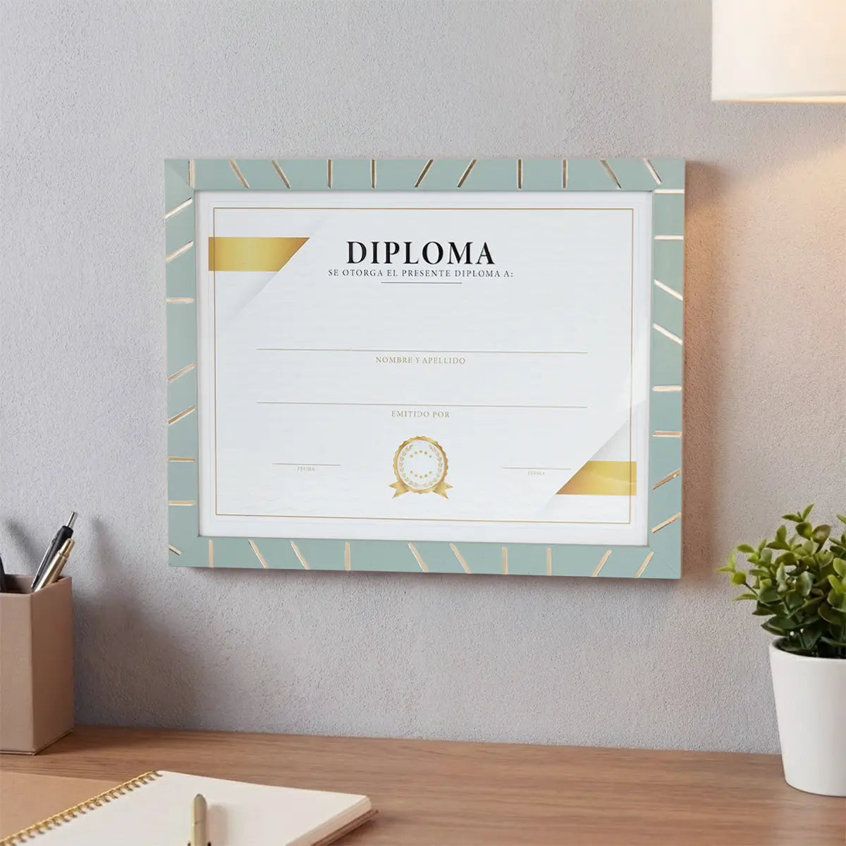 Porta Documento, Marco Madera Verde