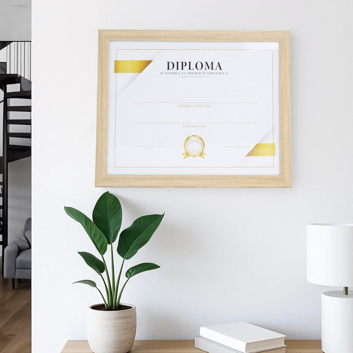 Porta Documento, Marco Color Madera