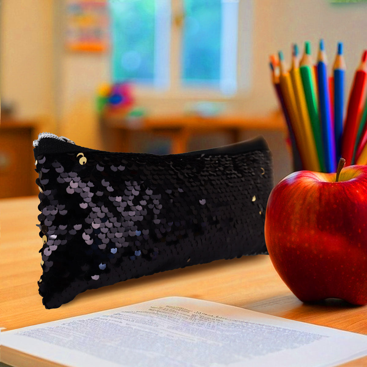 Lapicera, Lentejuelas, Color Negro