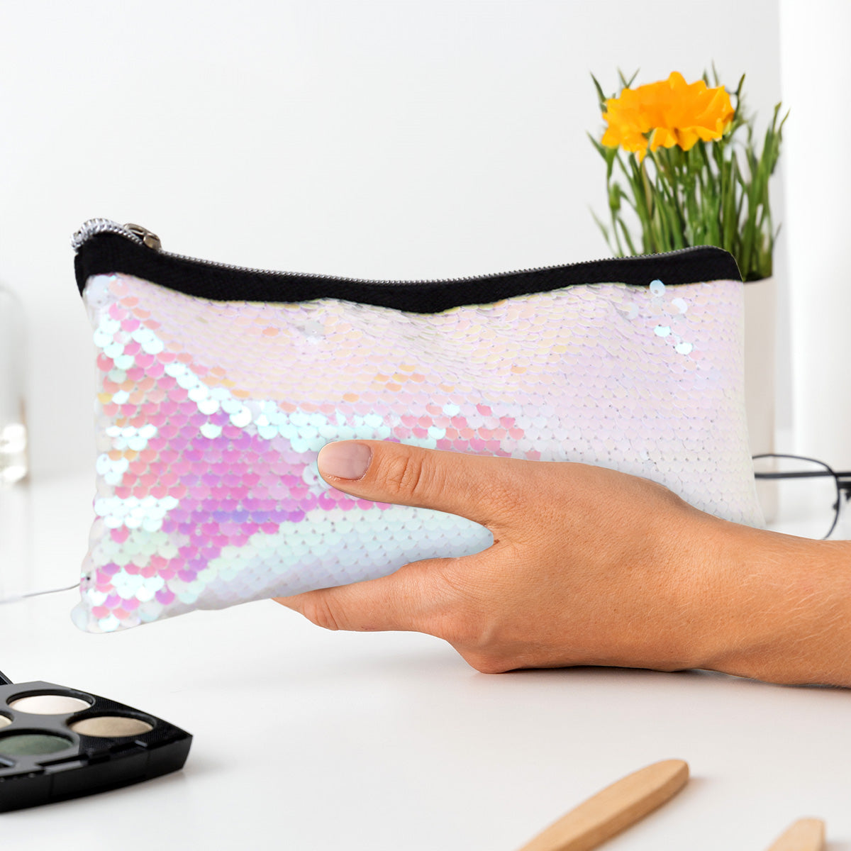 Lapicera, Lentejuelas, Color Rosa Tornasol