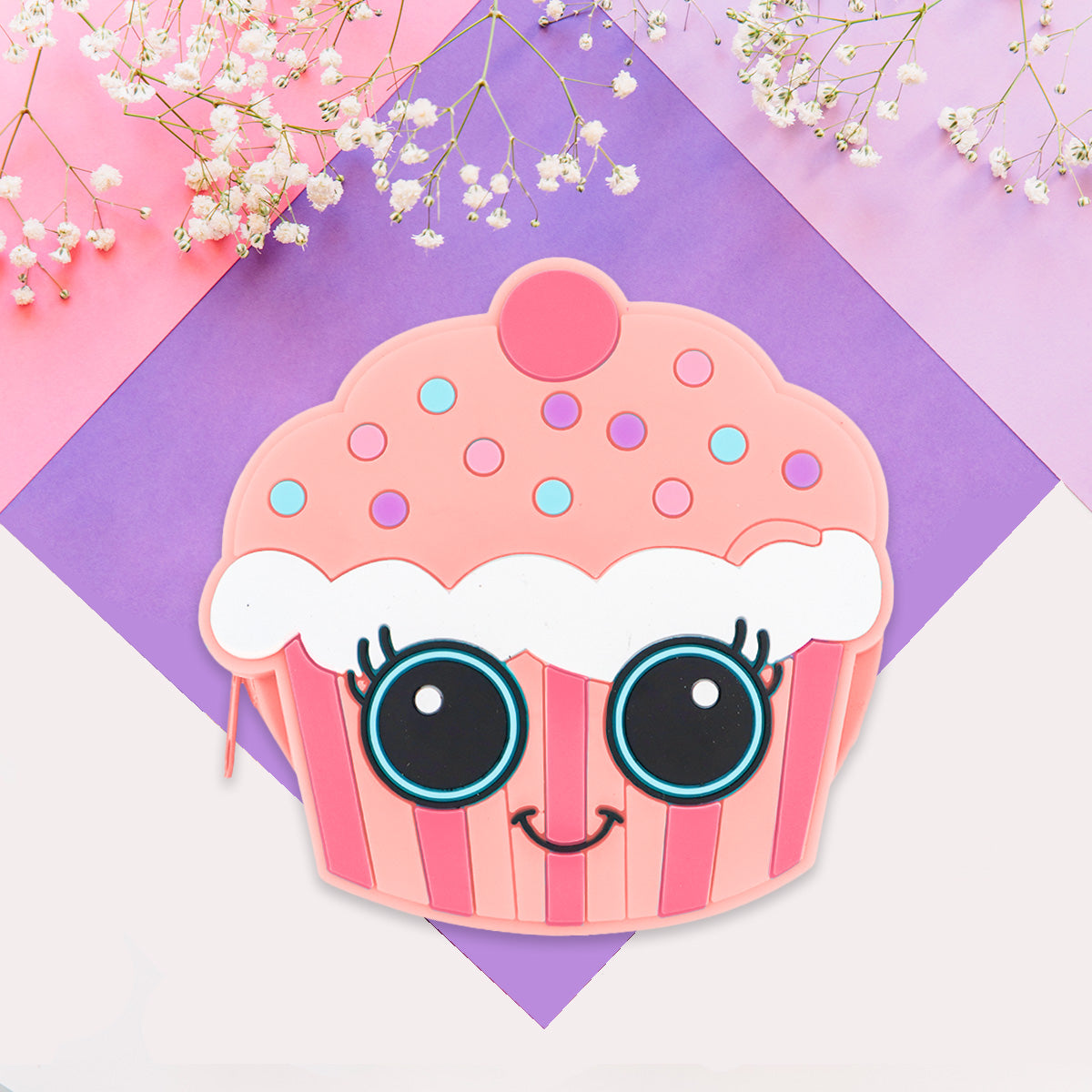 Monedero de Silicona en Forma de Cupcake, color Rosa
