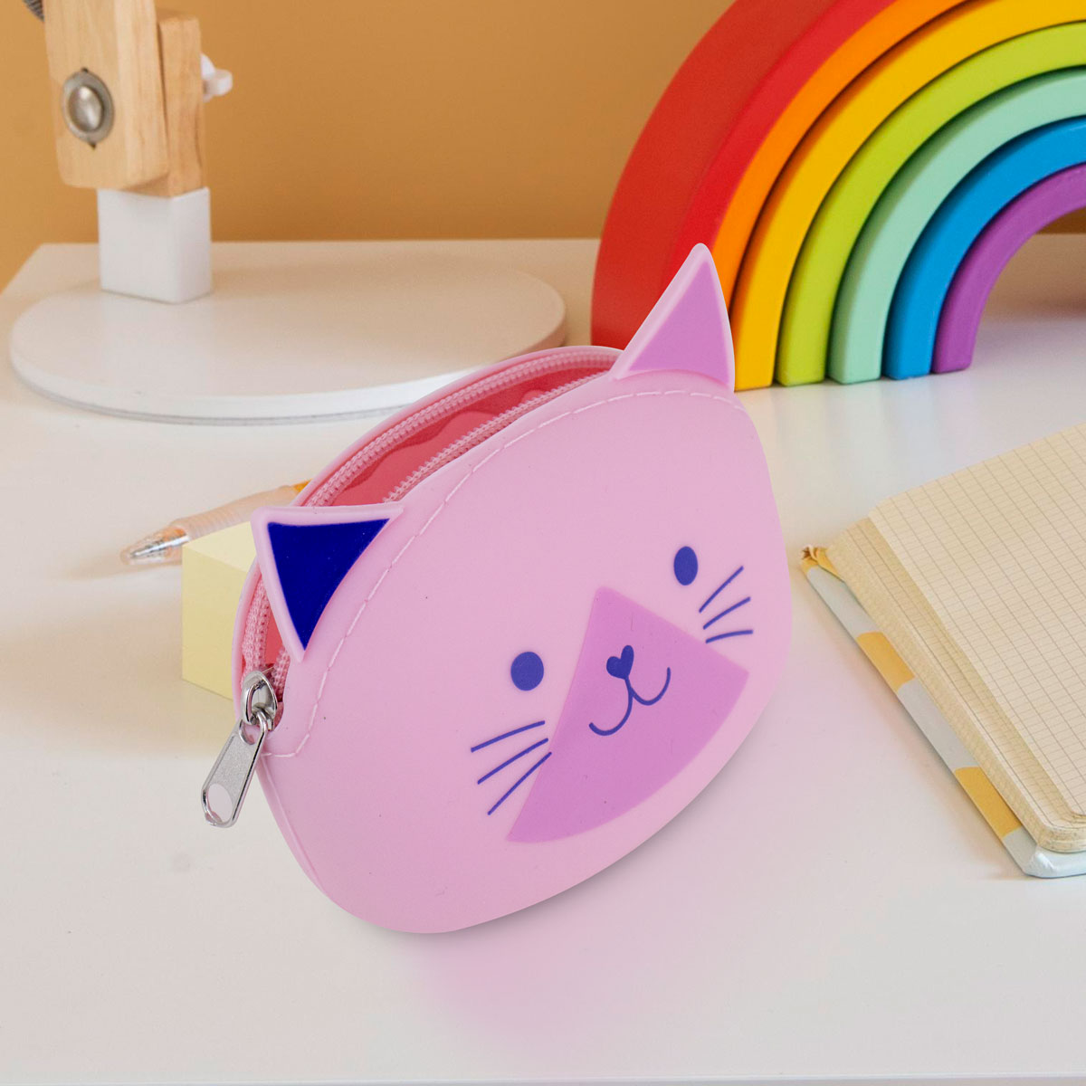 Almacenador de Silicón en Forma de Cara de Gato color Rosa