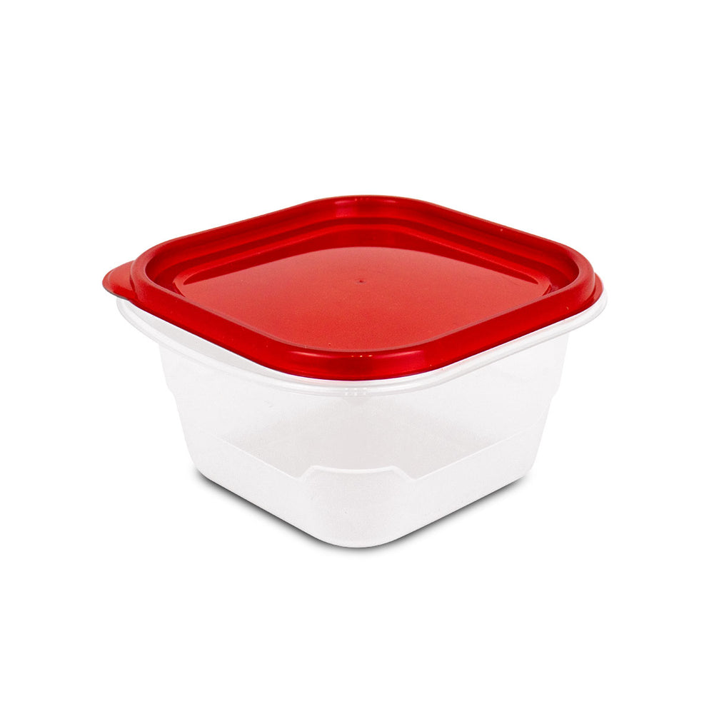 Contenedor de Plástico Cuadrada color Rojo 1.2Lt.
