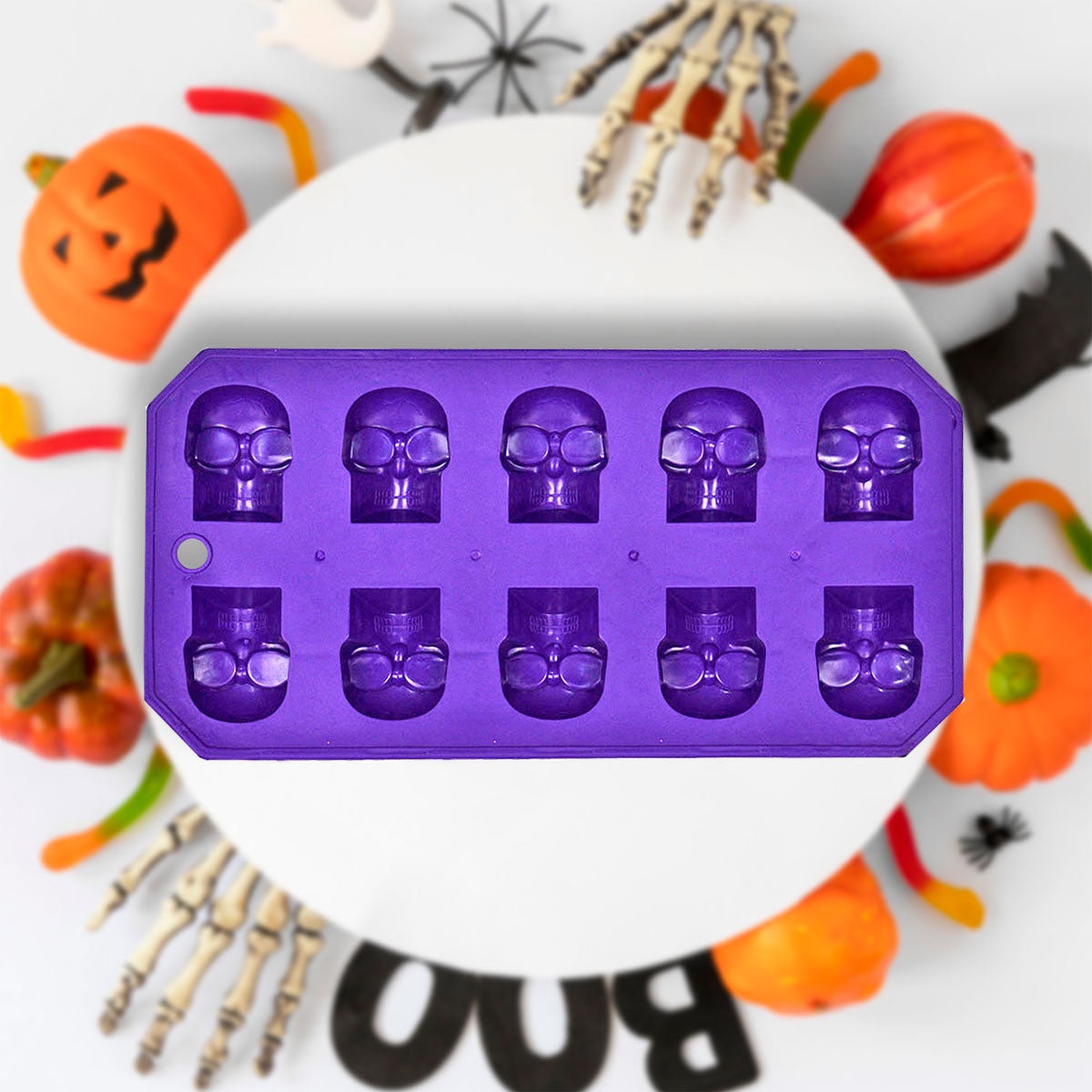 Molde de Silicón con Forma de Calavera color Morado