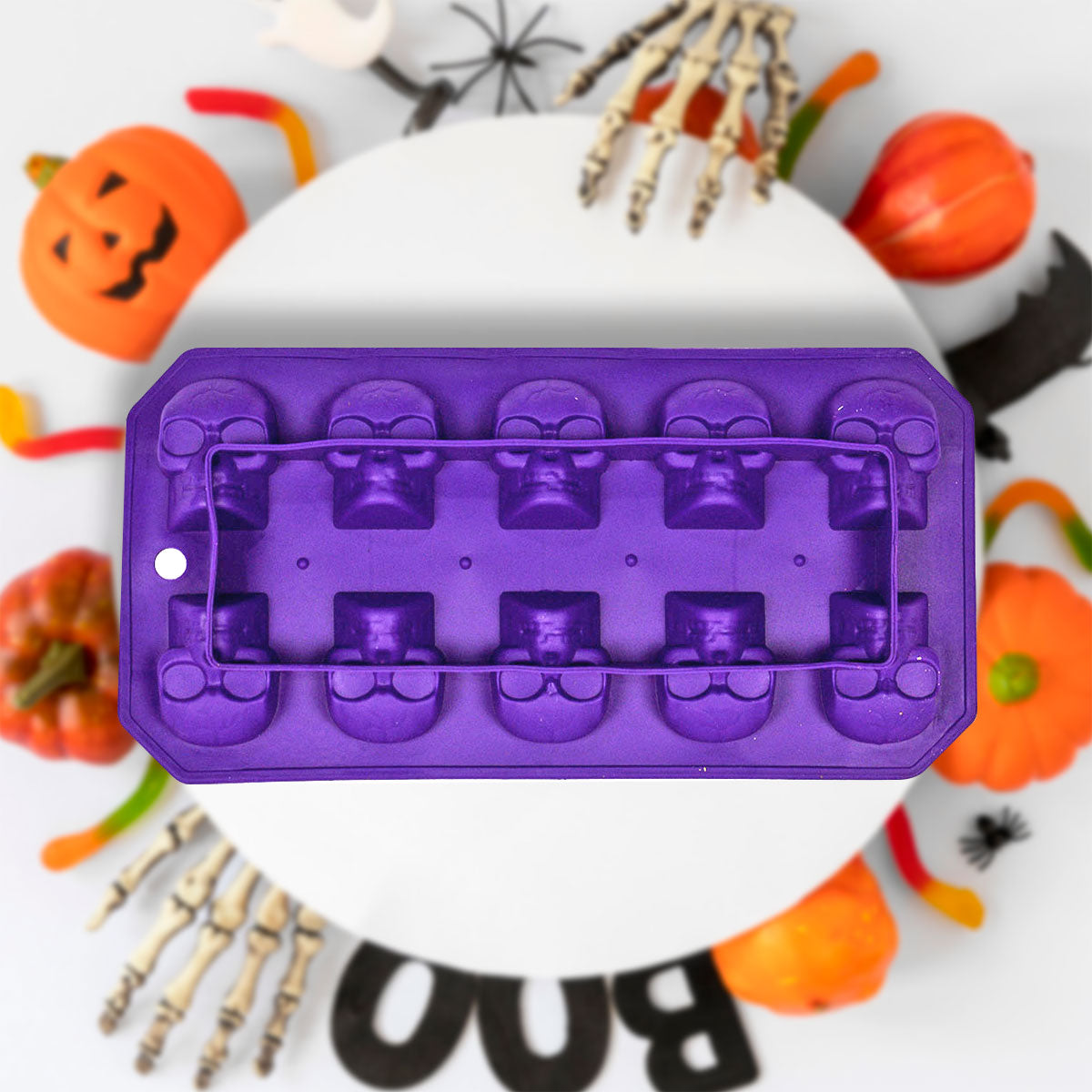 Molde de Silicón con Forma de Calavera color Morado