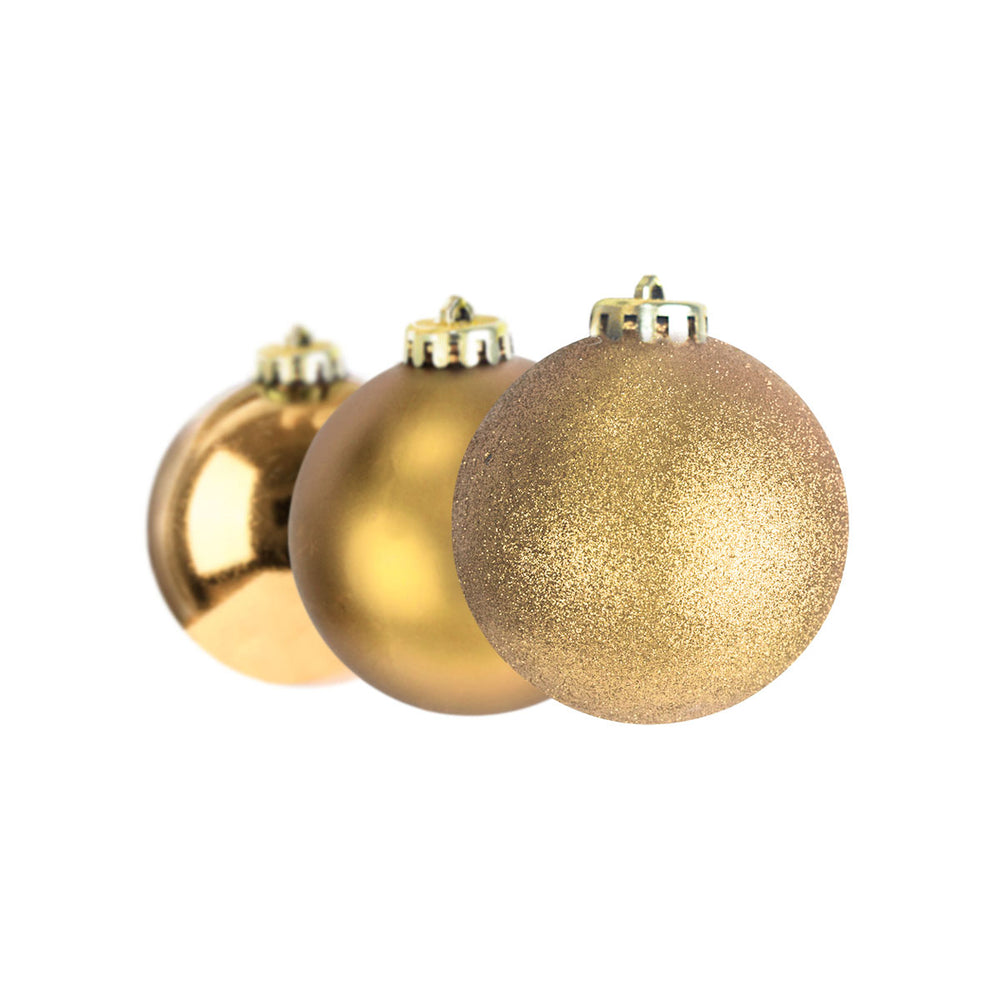 Kit de Esferas Navideñas, 9 pzas, Color Oro