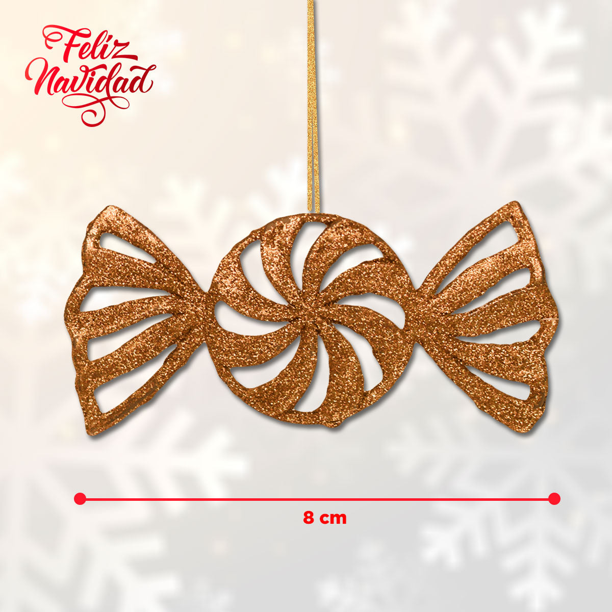 Caramelos Decorativos Diamantina Color Naranja, 3 piezas.