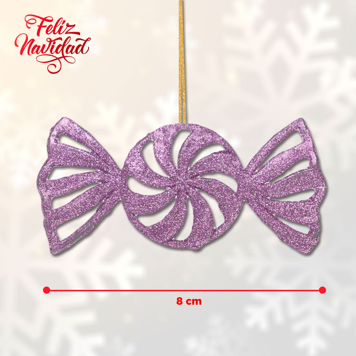 Caramelos Decorativos con Diamantina Color Rosa, 3 piezas.