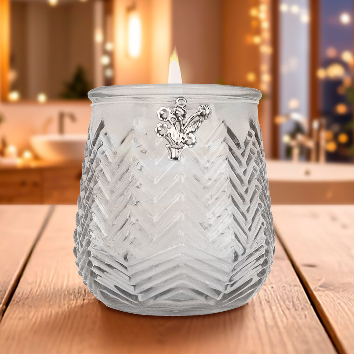 Portavelas de Cristal Texturizado