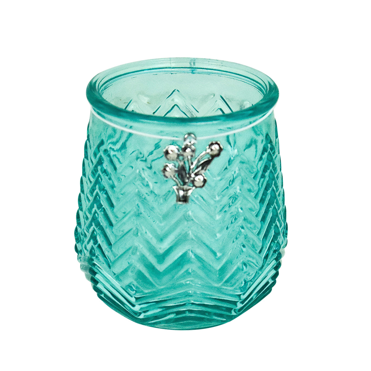 Portavelas de Cristal, Color Aqua