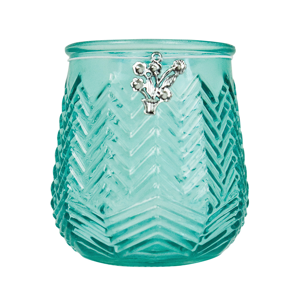 Portavelas de Cristal, Color Aqua