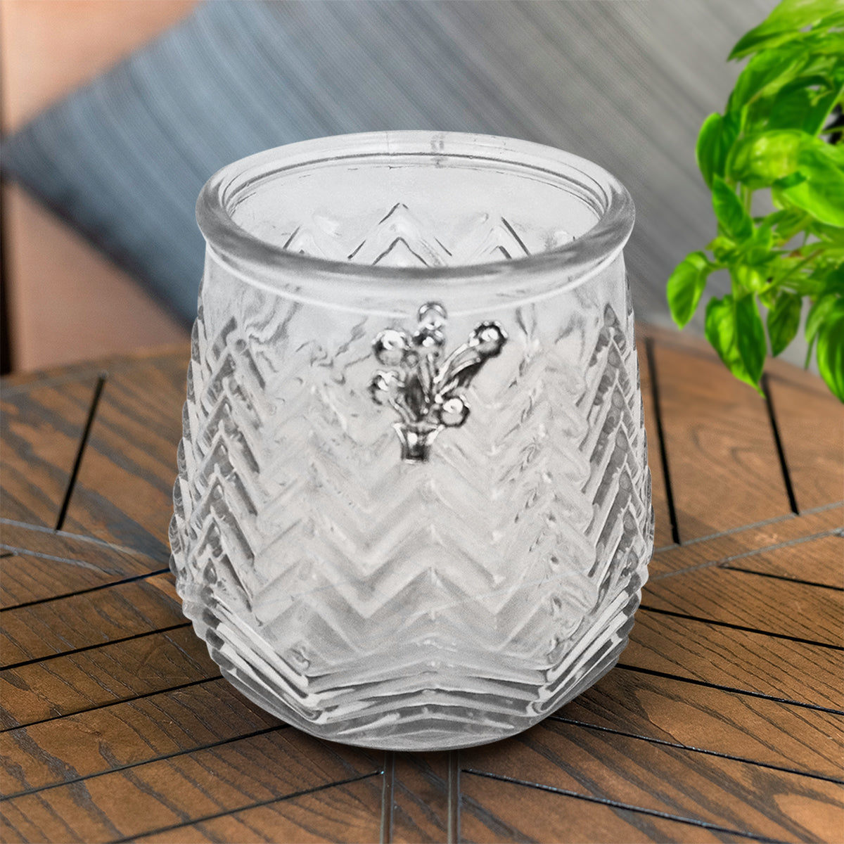 Portavelas de Cristal Texturizado