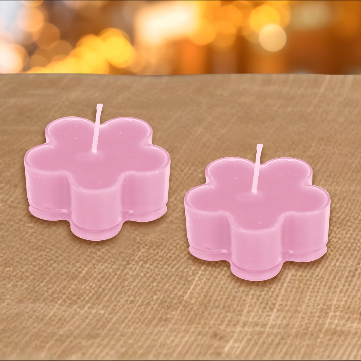 Paquete de 2 Velas en Forma de Flor color Rosa