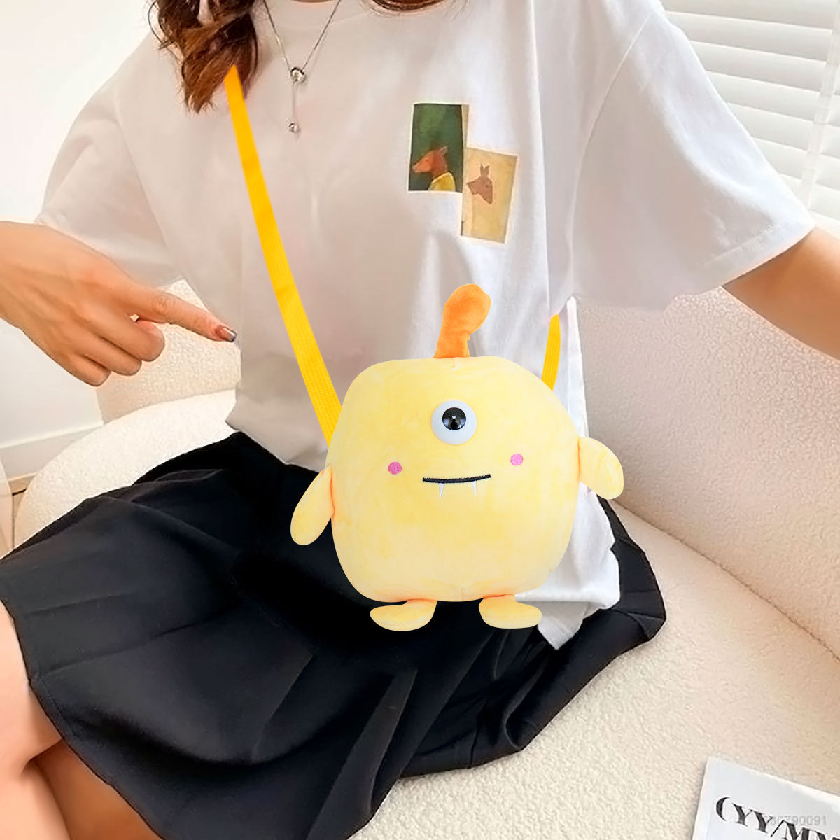 3x2 Mochila de Monstruo de Peluche Amarillo