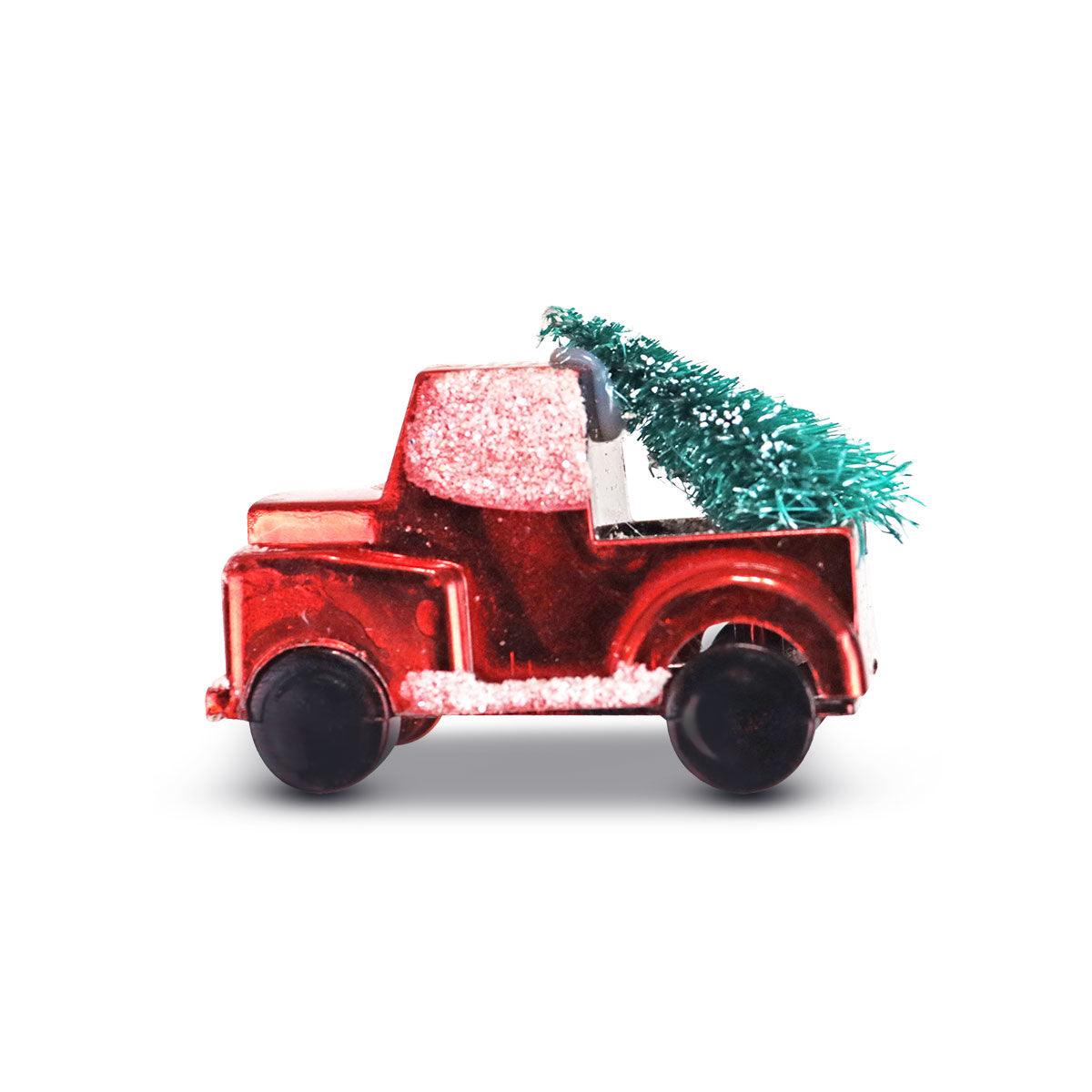 Ornamento, Mini Camioneta con Árbol, Color Rojo