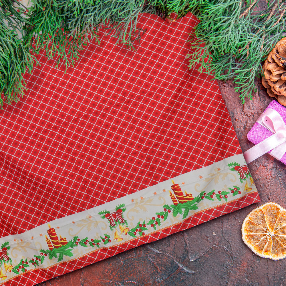 Mantel Navideño, Diseño Rombos, Color Rojo, 2x1.5 m