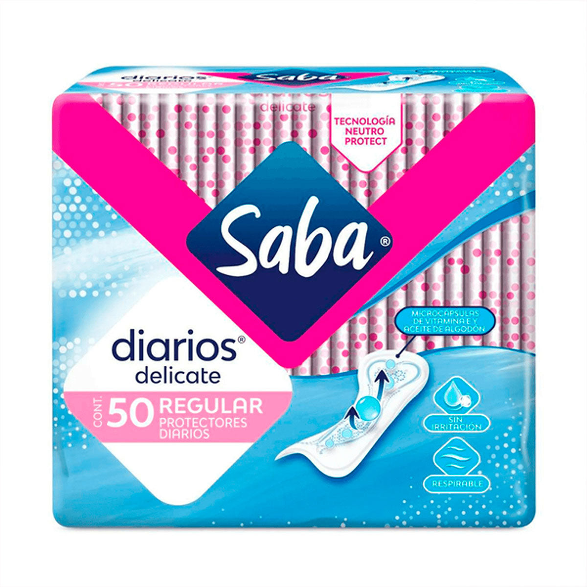 Paquete de 50 protectores diarios, Saba
