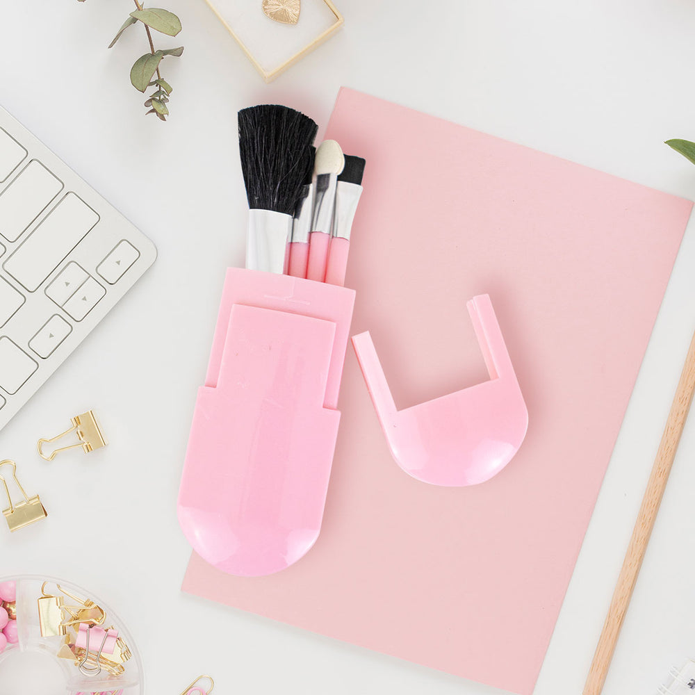 Set de Brochas para Maquillaje color Rosa 5 piezas