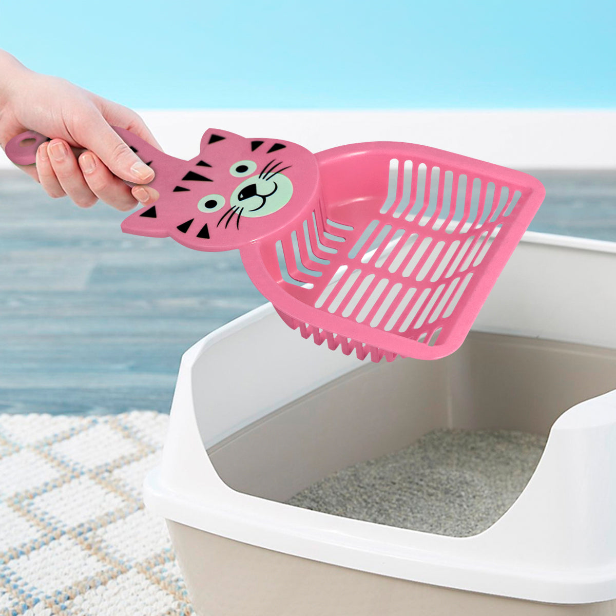 Recogedor de Arena para Gatos, Diseño Tigre, Color Rosa