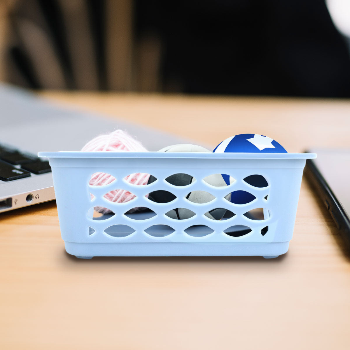 Canasta Rectangular Calada para Almacenamiento, color Azul