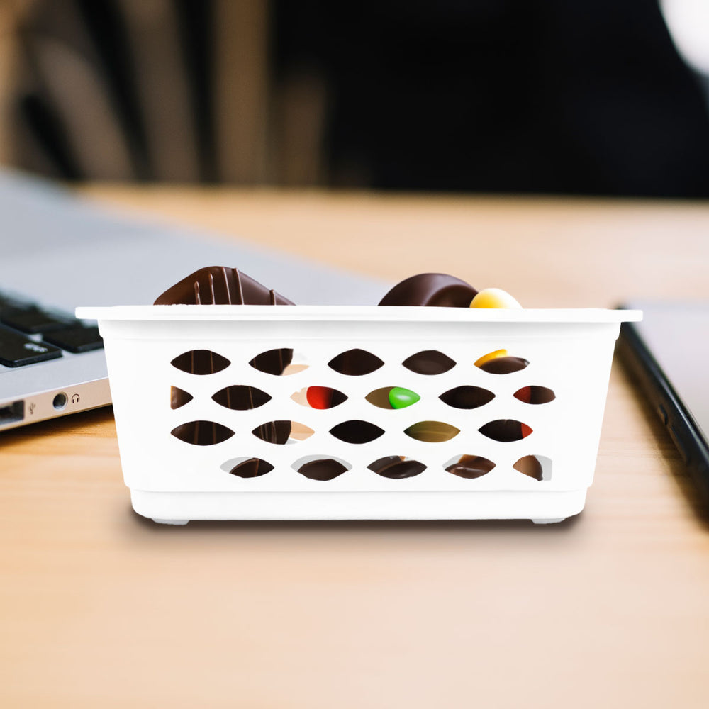 Canasta Rectangular Calada para Almacenamiento, color Blanco