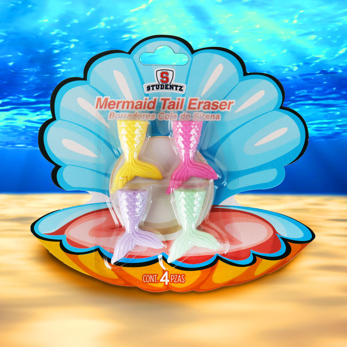 Set de 4 Gomas, Cola de Sirena