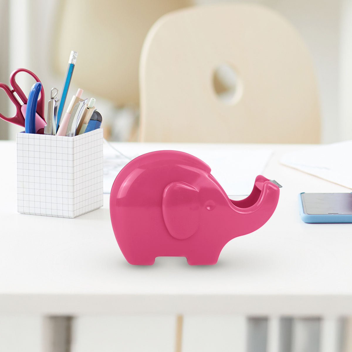 Dispensador de Cinta Adhesiva en Forma de Elefante, Color Rosa