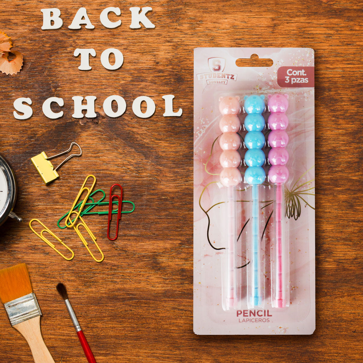 Set de 3 Lápices, Puntas Intercambiables, Diseño Osos