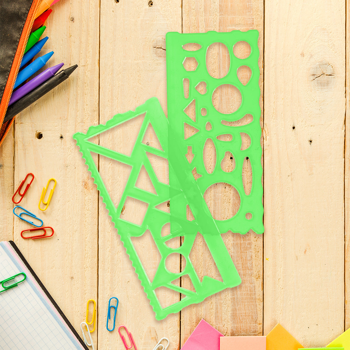 Set de 4 Plantillas de Dibujo Geométricos color Verde