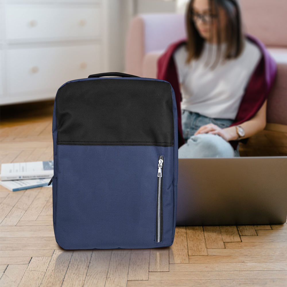 Mochila Porta Laptop con Cargador USB color Azul Marino