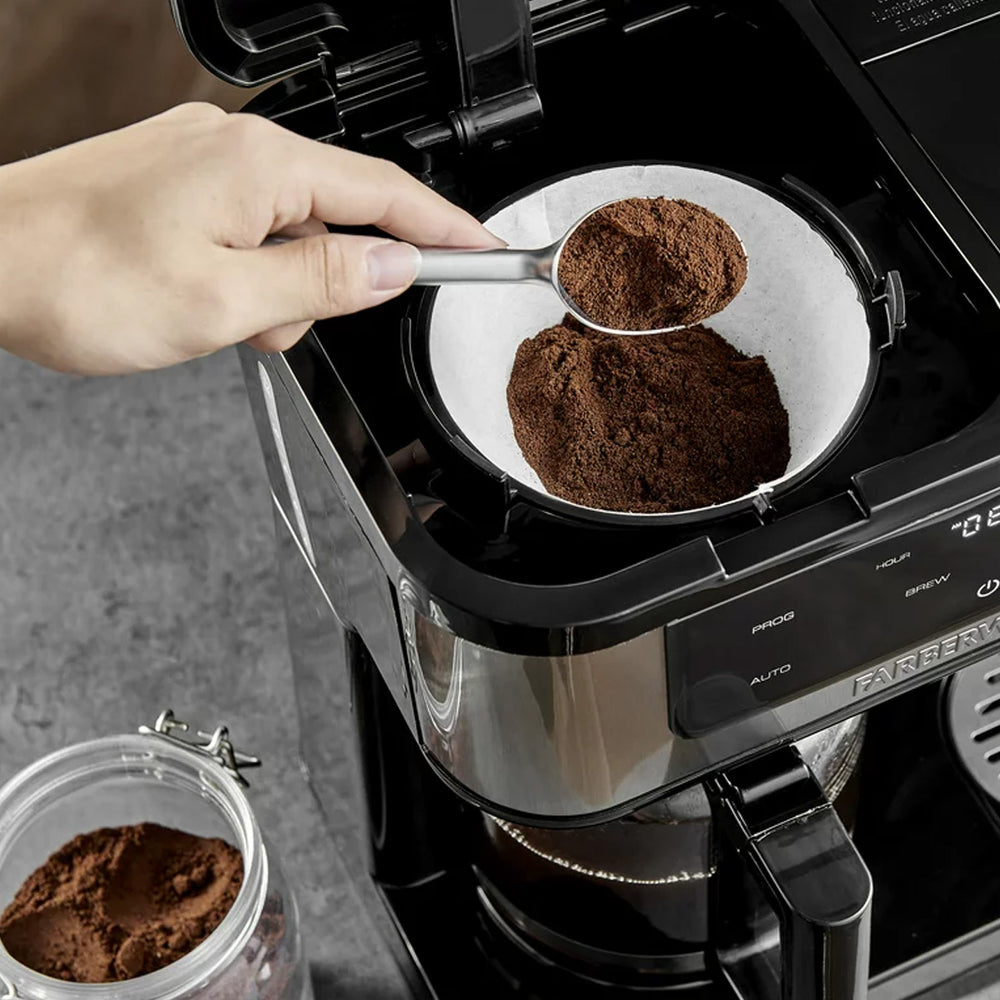 Faberware, Cafetera 2 En 1, color Negro Con Plata