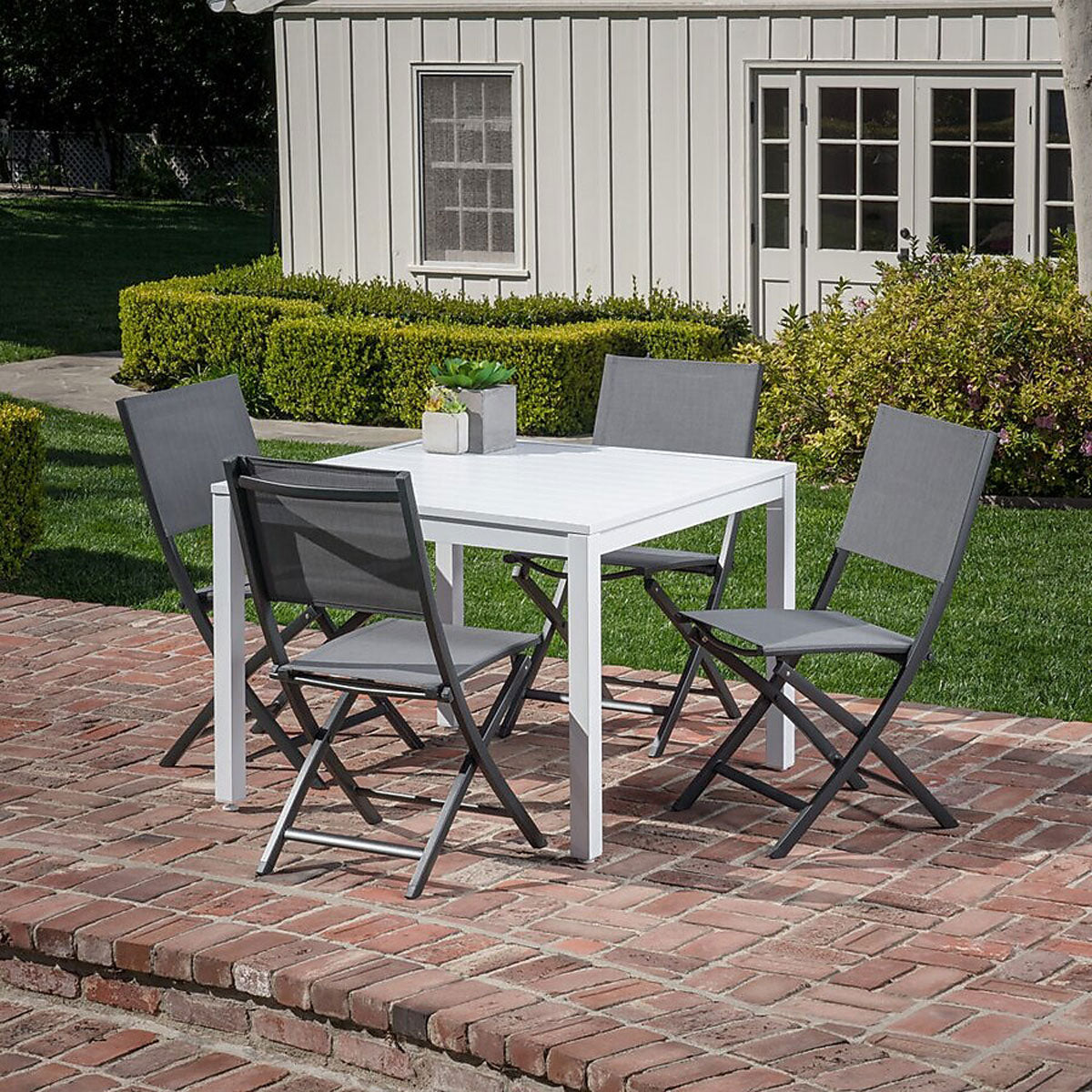 Mesa de Comedor Contemporánea con Base de Metal color Blanco