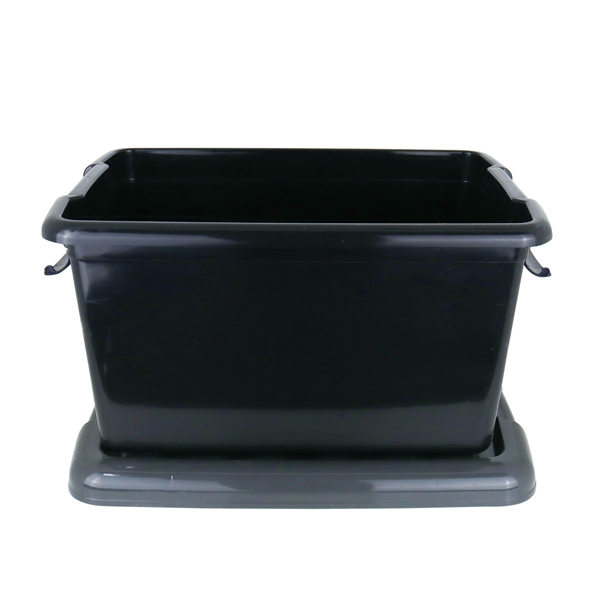Caja Rectangular de Plástico, color Negro con Olivo, 18L.