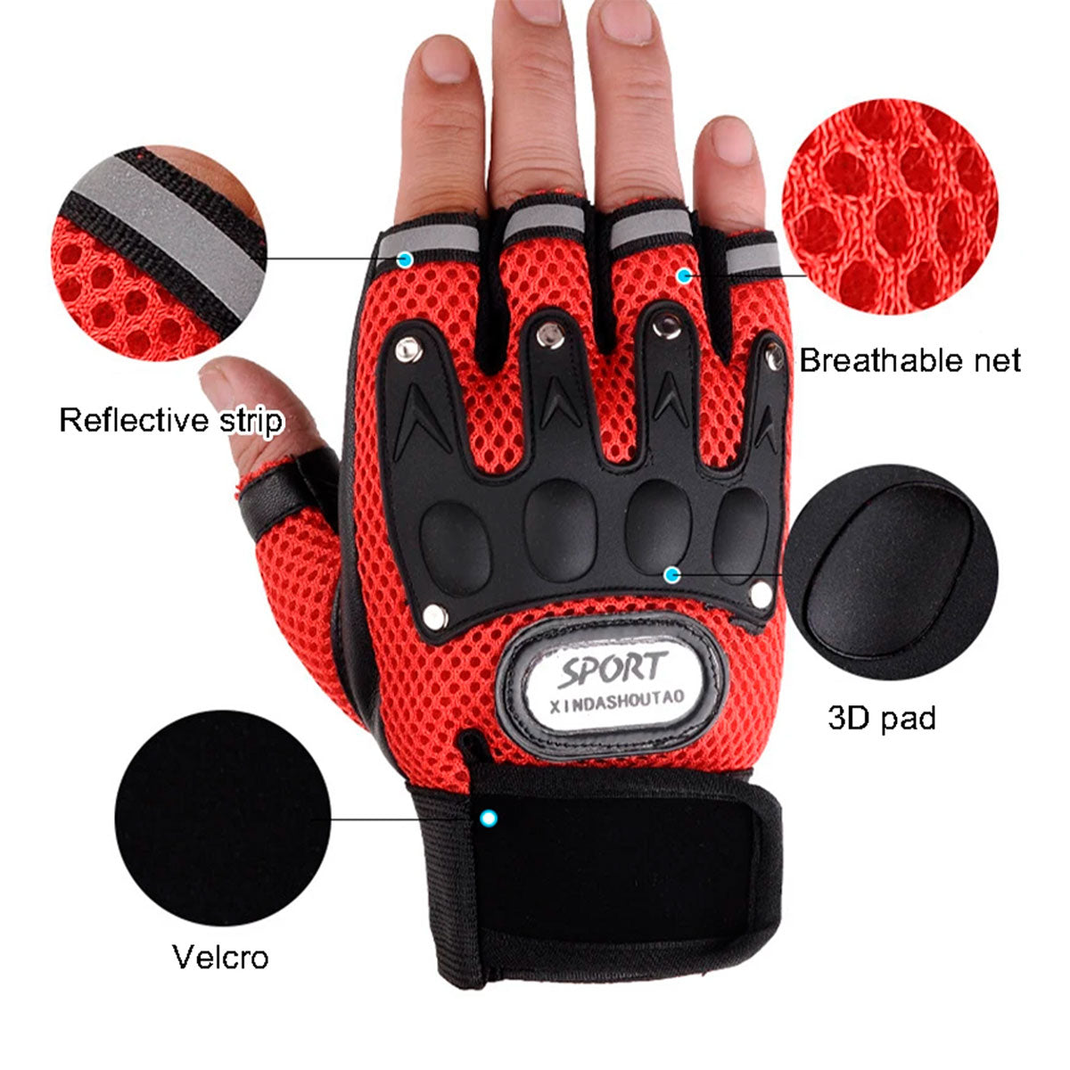TUNING Guantes para Motociclista color Rojo