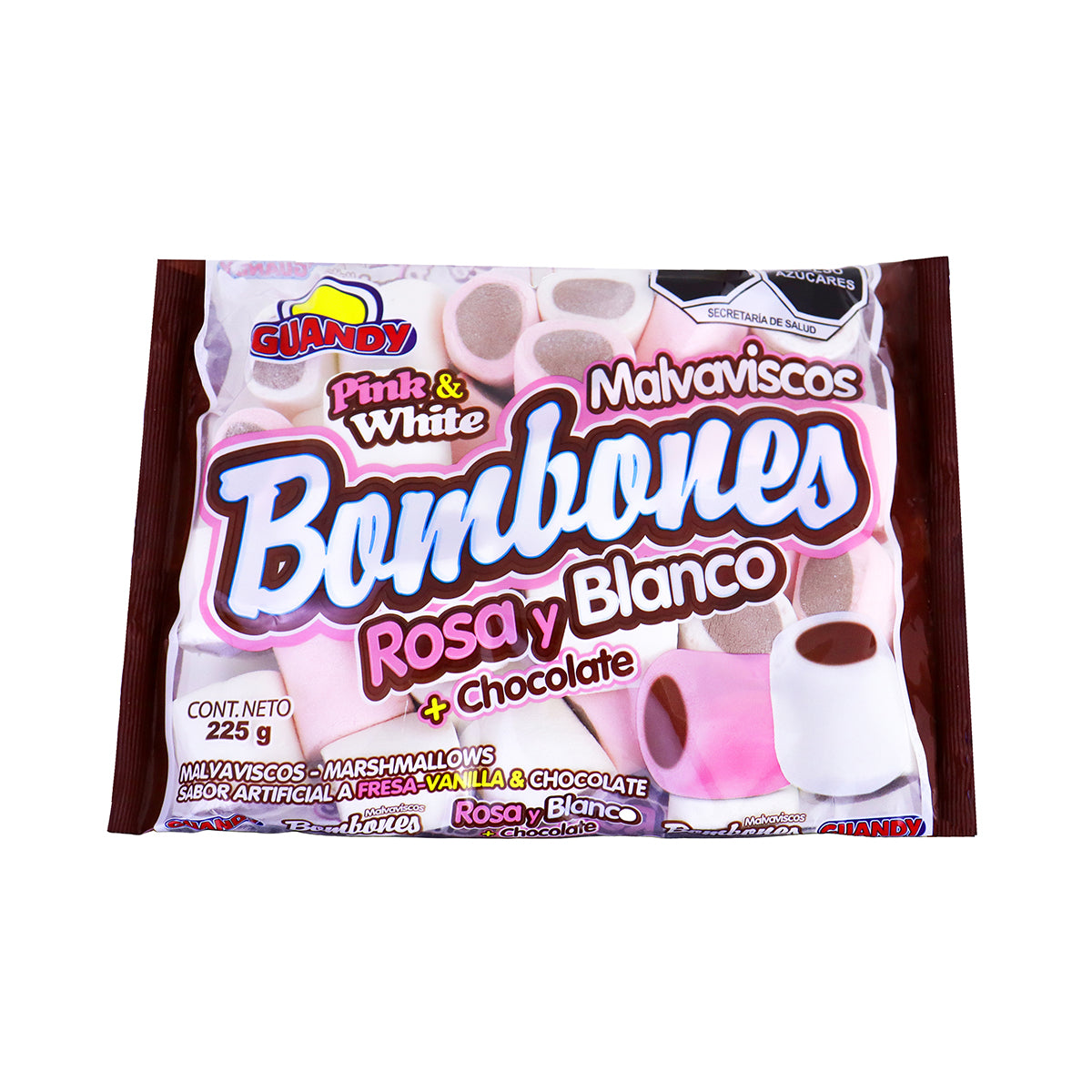 Guandy, Malvaviscos Rosa y Blanco + Chocolate, 225g.