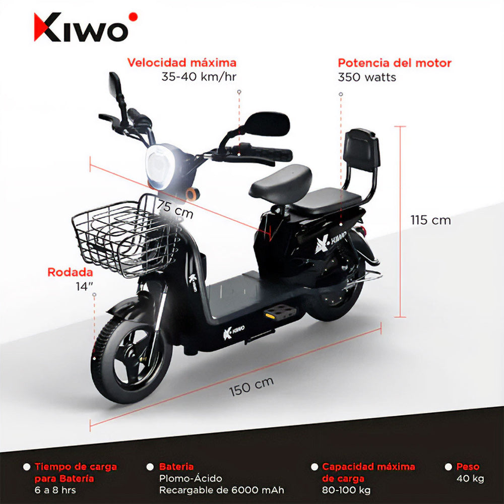 Bicicleta Eléctrica Negra Kiwo GY801
