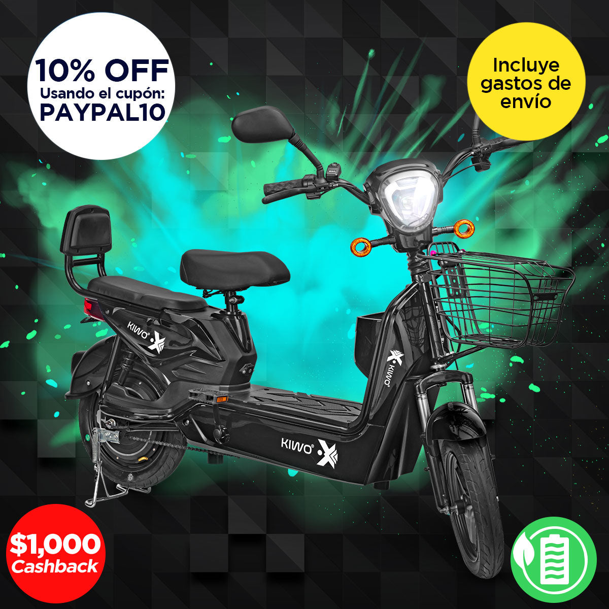 Bicicleta Eléctrica Negra Kiwo GY801