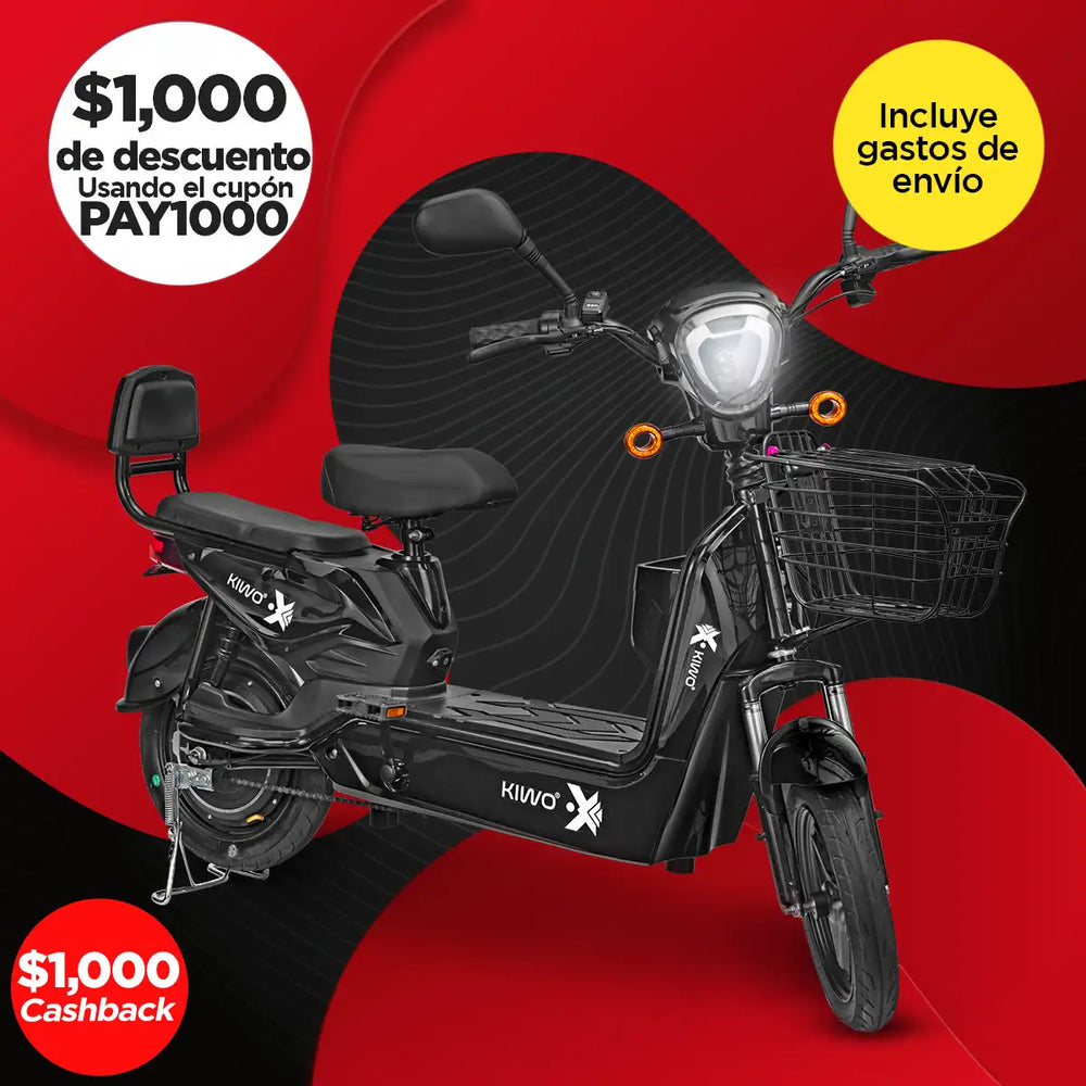 Bicicleta Eléctrica Negra Kiwo GY801