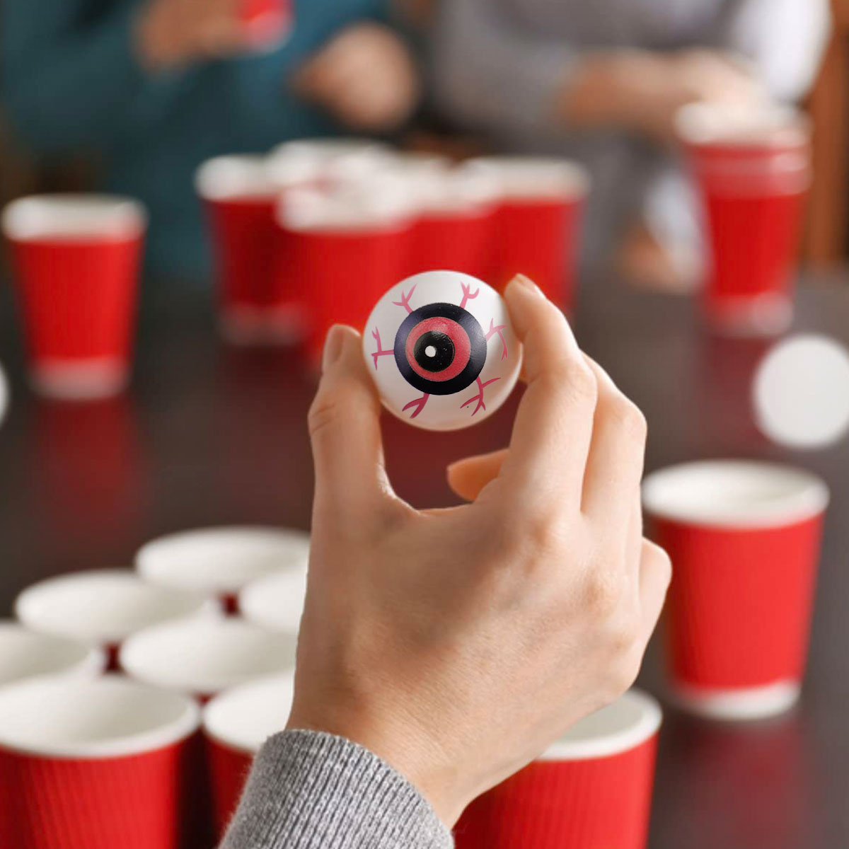 Pelotas de Plástico con Diseño de Ojo color Rojo, 10pzas