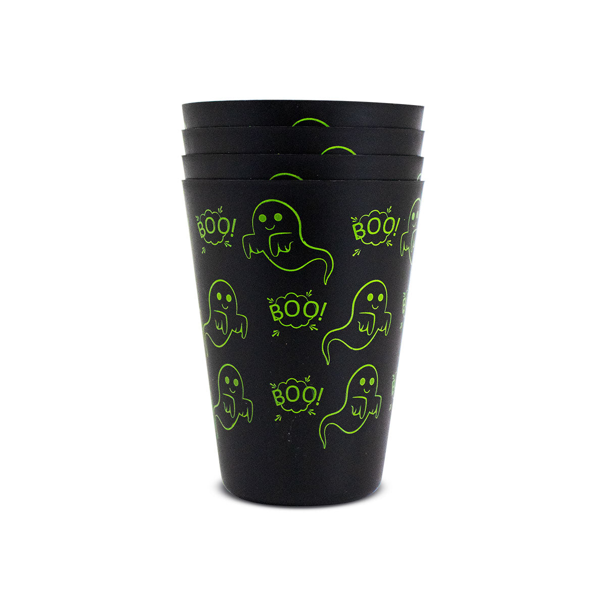 Vasos color Negro con Diseño de Fantasmas 4 piezas