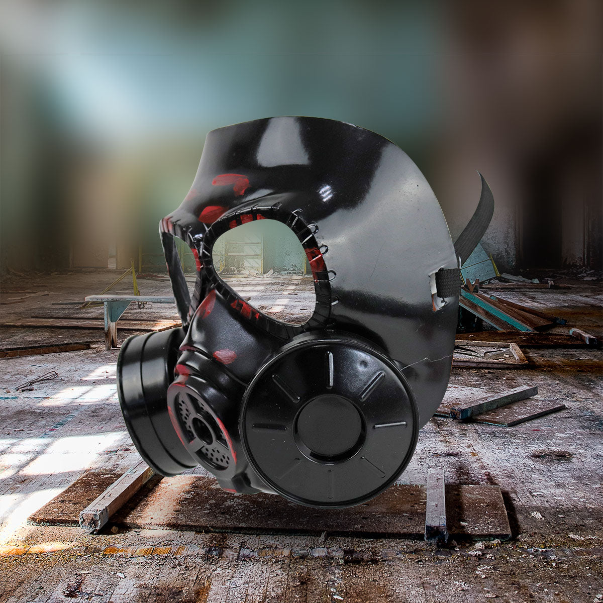 Máscara de Gas color Negro con Rojo para Disfraz