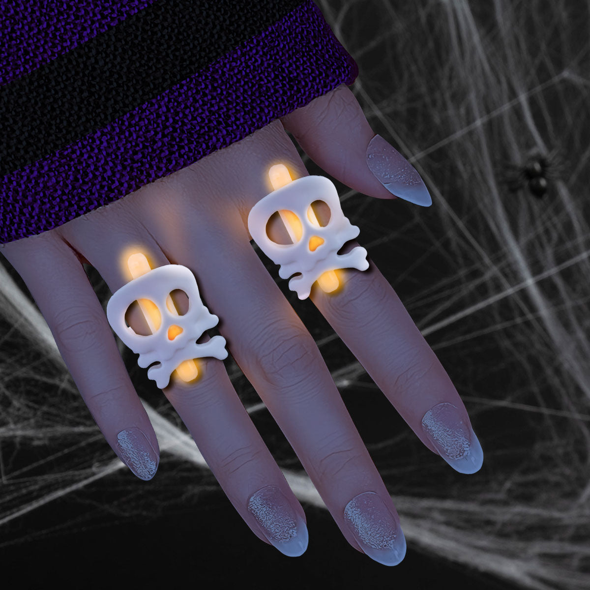 Anillos de Calavera Fluorescente color Naranja