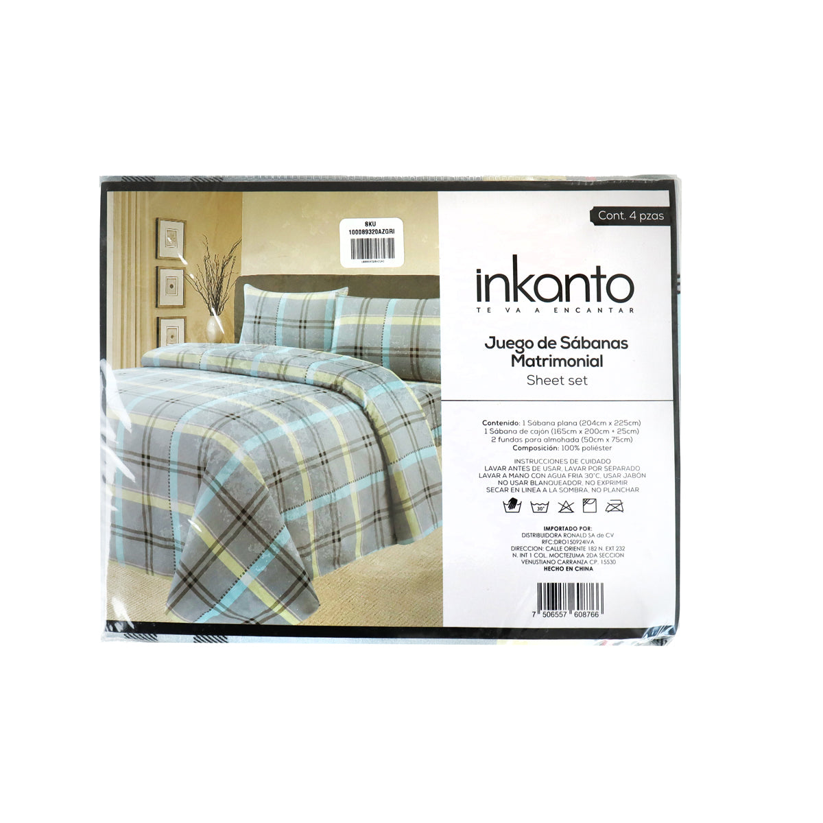 Juego de Sábanas Matrimonial, Color Azul