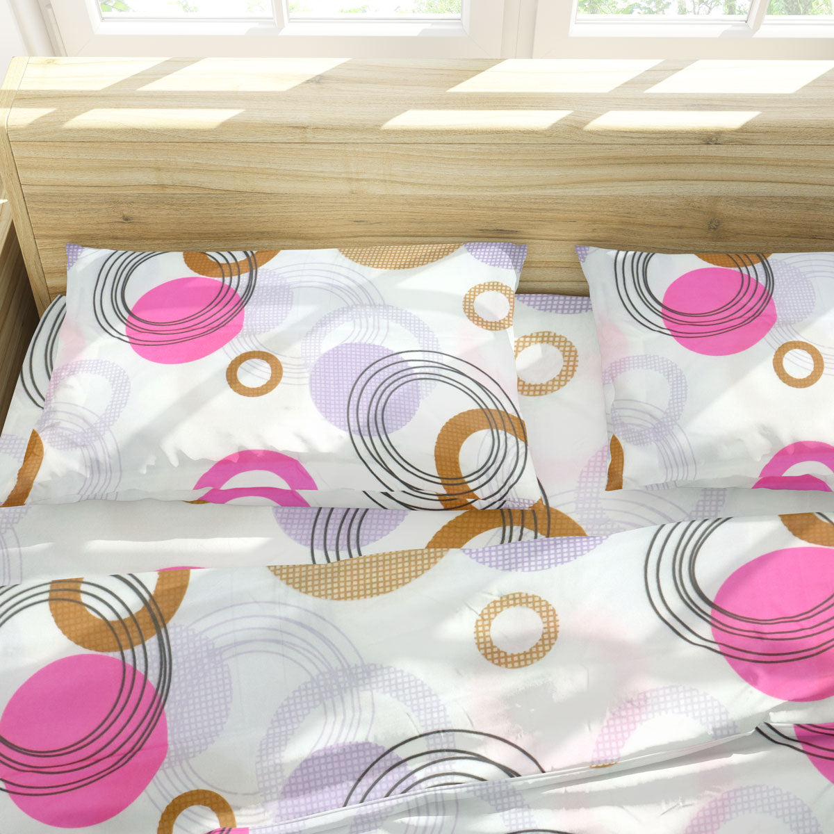 Juego de Sábanas Matrimonial con Diseño de Círculos