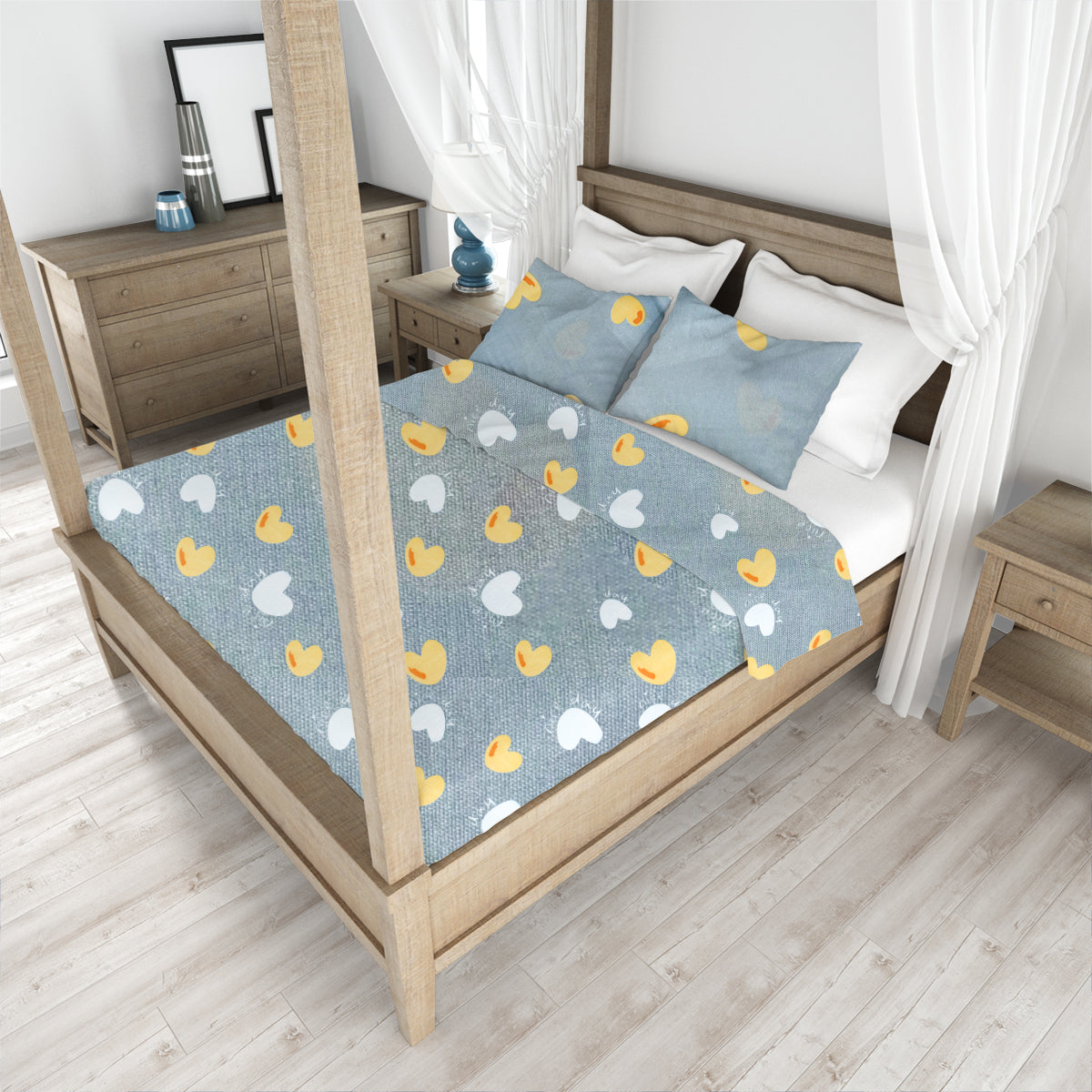 Juego de Sábanas Matrimonial, Diseño Corazones