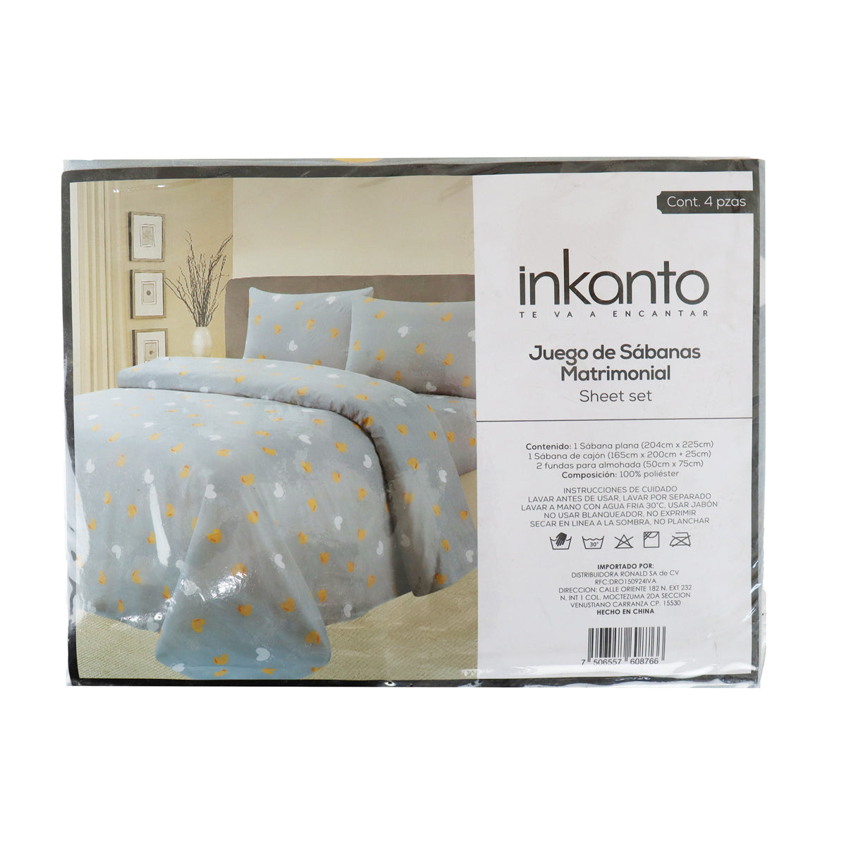 Juego de Sábanas Matrimonial, Diseño Corazones