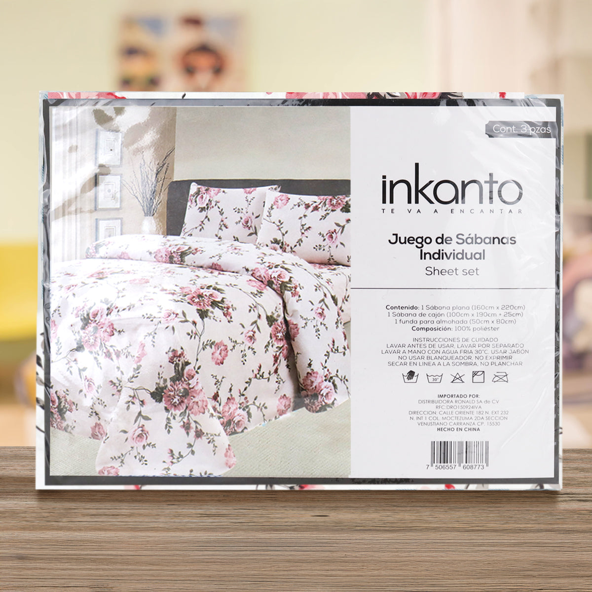 Juego de Sábanas Matrimoniales, Diseño Flor, Fondo Blanco