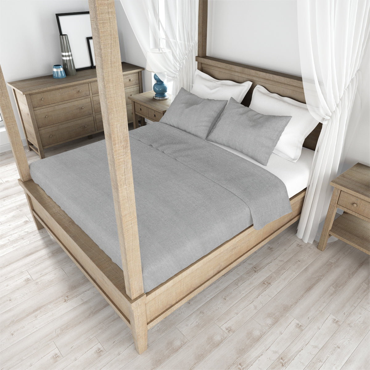 Juego de Sábanas Matrimoniales, Color Gris