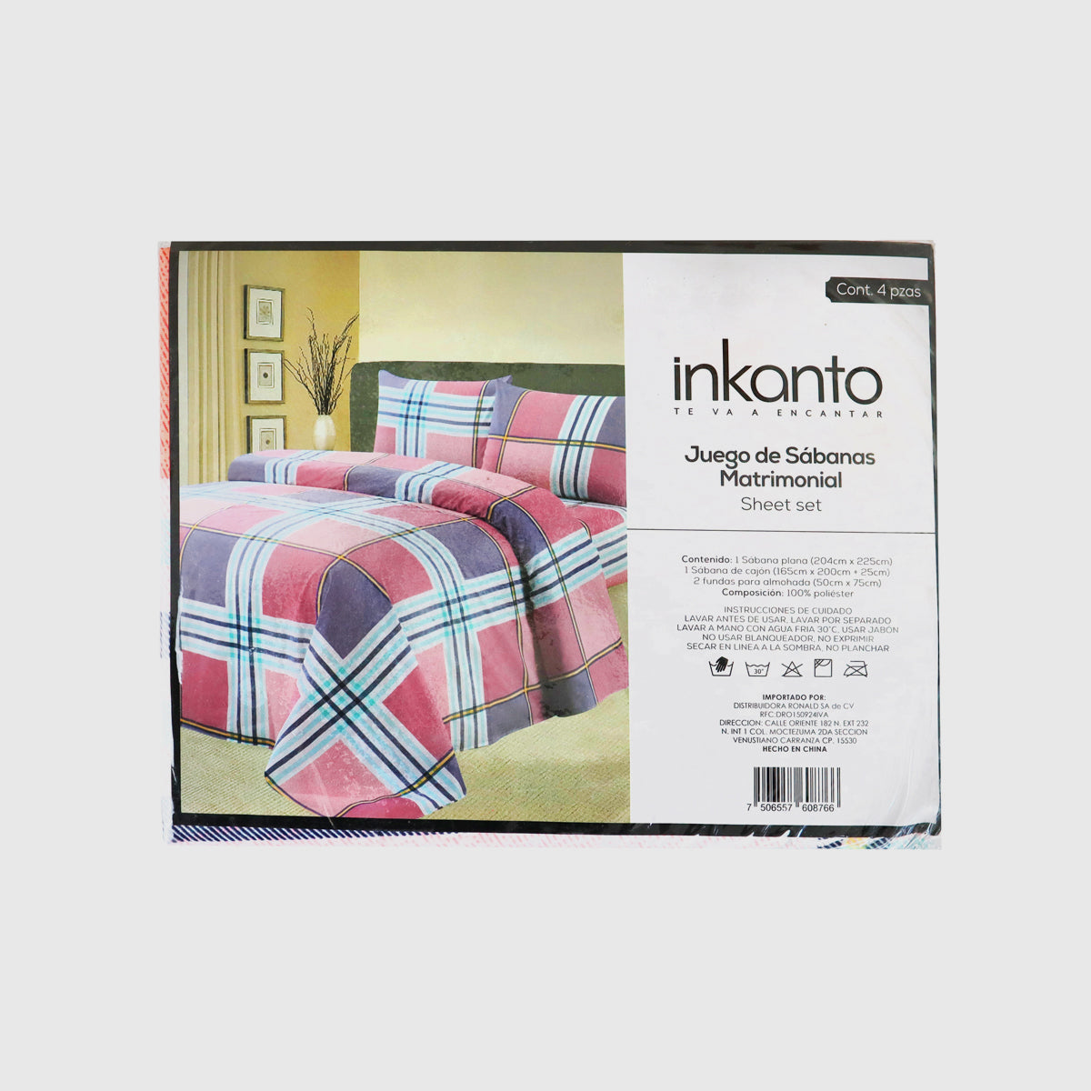 Juego de Sábanas Matrimonial, Color Rosa con Morado