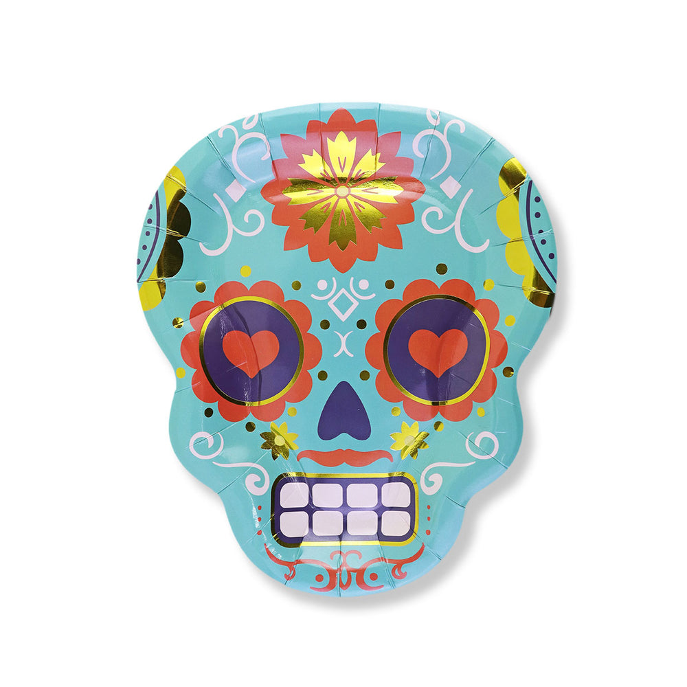 Platos Desechables con Diseño de Día de Muertos.